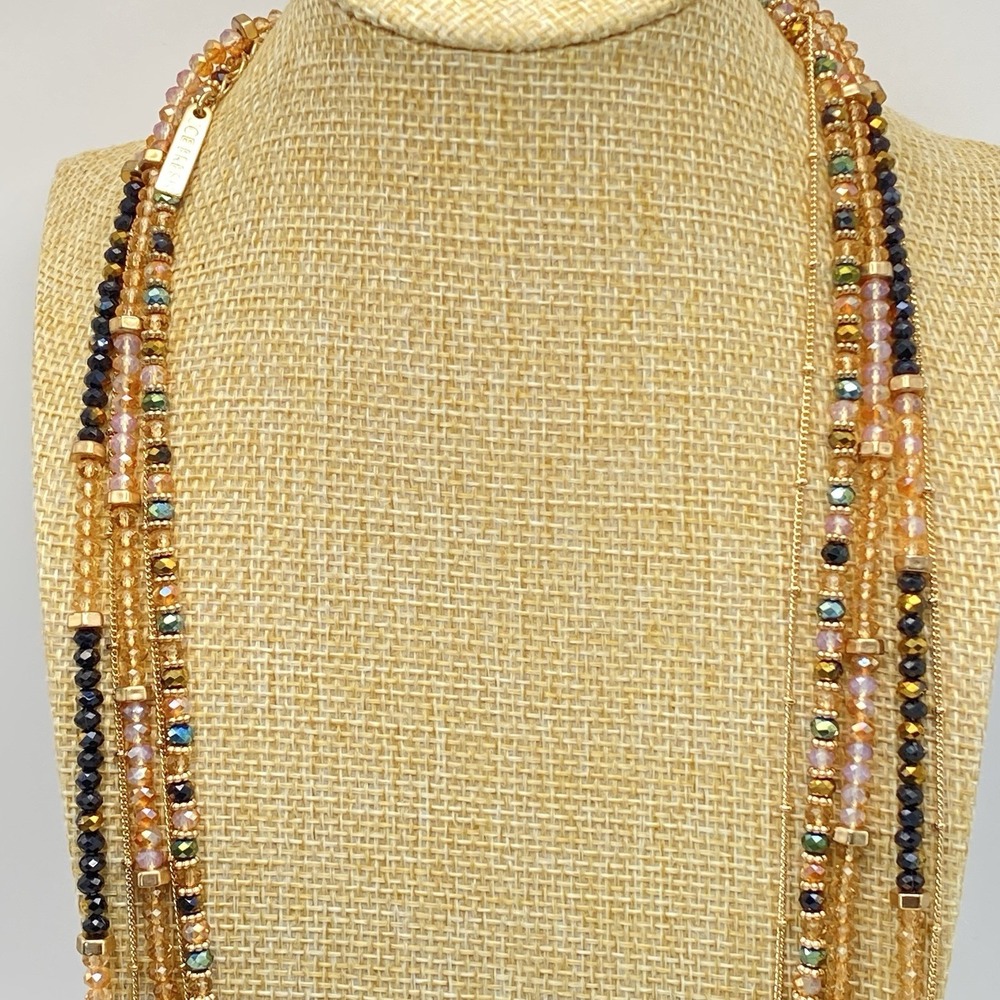 Joe Fresh Gold Tone Beaded Necklace Lot Estate Multi Color
